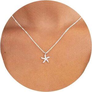 Starfish Necklace | 14K Silver Plated Coastal Pendant.